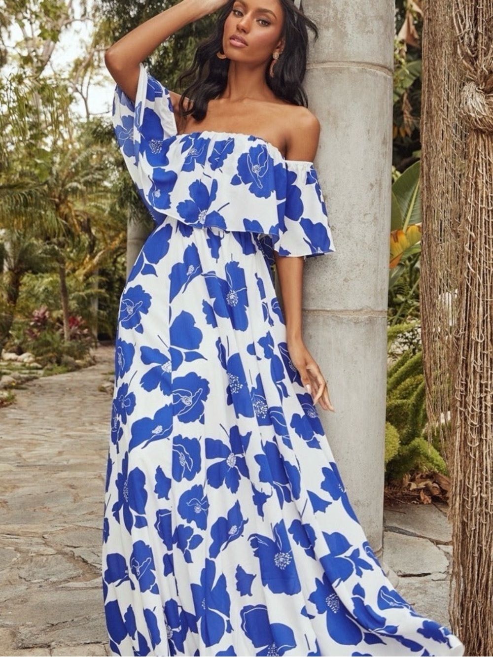 NEW Sugarlips Floral Maxi Off Shoulder Dress Sz S Boho Coastal Granddaughter - Picture 4 of 13